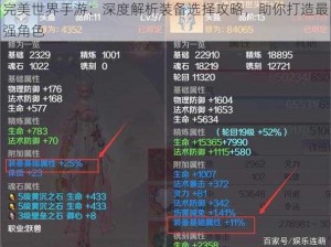 完美世界手游：深度解析装备选择攻略，助你打造最强角色