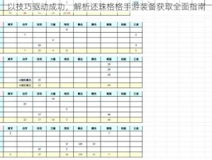 以技巧驱动成功，解析还珠格格手游装备获取全面指南