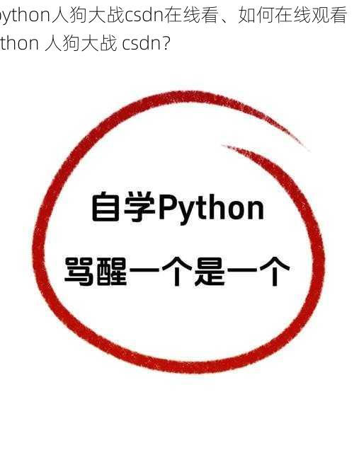 python人狗大战csdn在线看、如何在线观看 python 人狗大战 csdn？