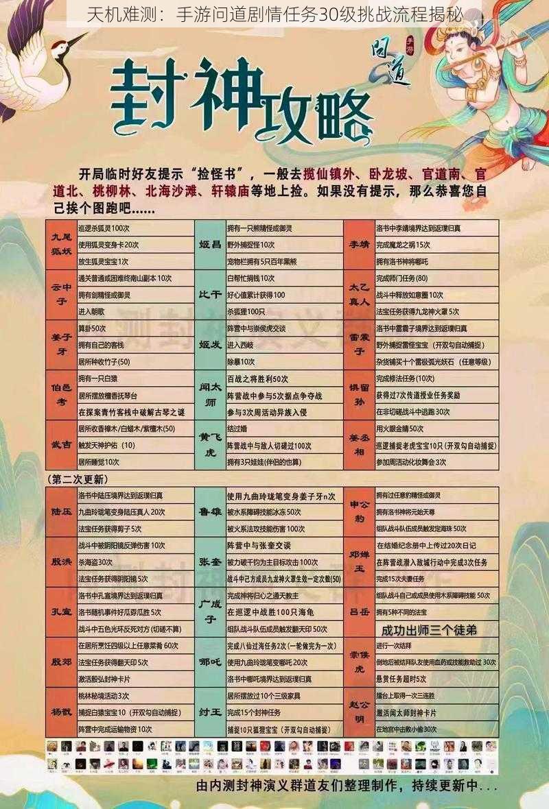 天机难测：手游问道剧情任务30级挑战流程揭秘