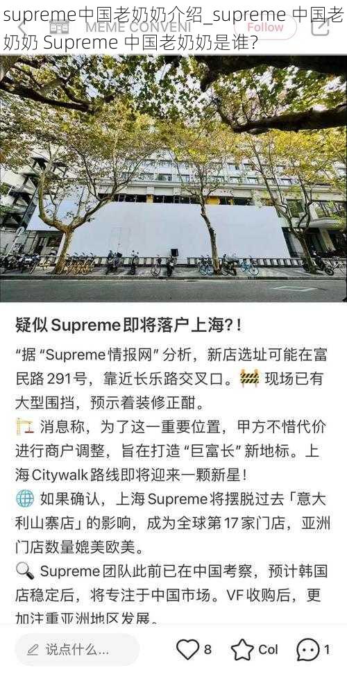 supreme中国老奶奶介绍_supreme 中国老奶奶 Supreme 中国老奶奶是谁？