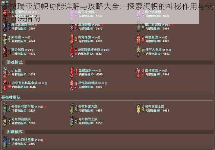 泰拉瑞亚旗帜功能详解与攻略大全：探索旗帜的神秘作用与使用方法指南