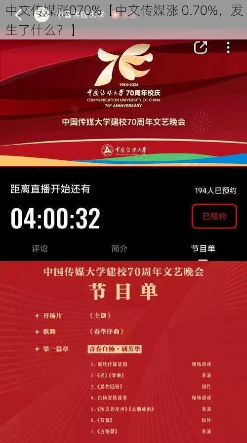 中文传媒涨070%【中文传媒涨 0.70%，发生了什么？】