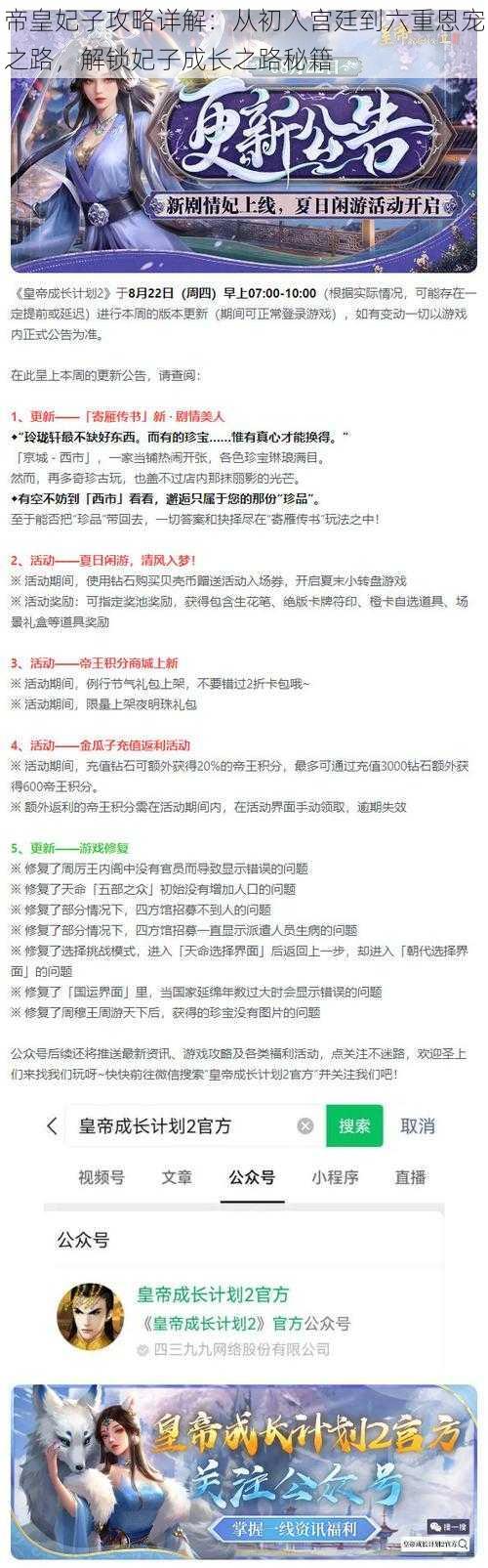 帝皇妃子攻略详解：从初入宫廷到六重恩宠之路，解锁妃子成长之路秘籍