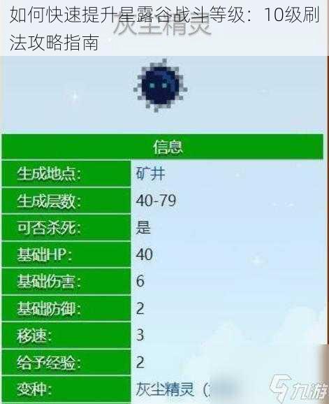 如何快速提升星露谷战斗等级：10级刷法攻略指南