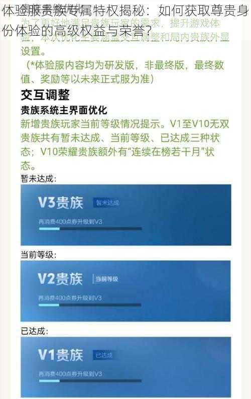 体验服贵族专属特权揭秘：如何获取尊贵身份体验的高级权益与荣誉？