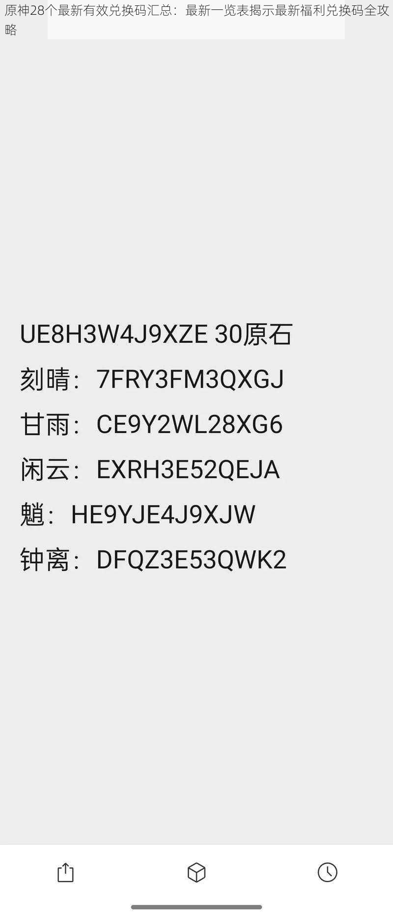 原神28个最新有效兑换码汇总：最新一览表揭示最新福利兑换码全攻略